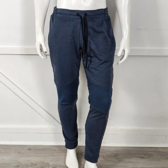 On Running Mens Sweat Pants Navy Blue Heather Ribbed Knee Joggers Large - Picture 2 of 8